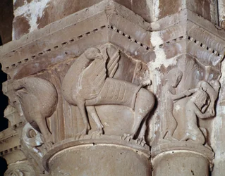 Caino uccide Abele (capitello scolpito del transetto)