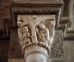 San Martino ordina di abbattere un albero sacro (capitello scolpito)