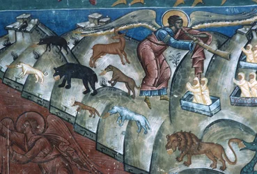 Animali che vomitano, dettaglio dal Giudizio Universale, 1547-50