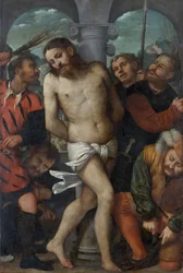 La flagellazione, retro La Madonna della Misericordia