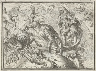 Caricatura raffigurante Luigi XIV come Apollo sul suo carro, 1701