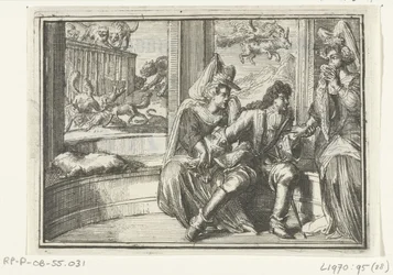 Frontespizio per il pamphlet: De Hobbel in de Wacht, op de Haasejagt, 1702