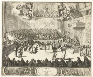 Seduta della Camera dei Comuni con la regina Anna sul trono, 1702