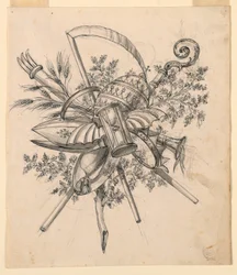 Disegno, Trofeo con clessidra alata, 1830-1850