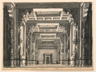 Progetto scenico, interno di una sala gotica