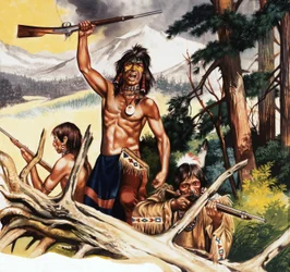 Indiano americano con fucile