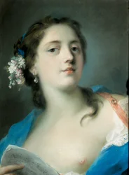 Tedesco: Die Sängerin Faustina Bordoni (1700-1781) mit einem Notenblatt La cantante Faustina Bordoni (1697-1781) con partitura musicale