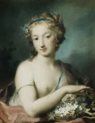 Flora, mezzo busto, con prugne