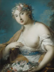 Flora, mezzo busto, con un cesto di fiori