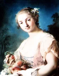 Estate: una ragazza con pesche