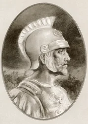 Ashoka, morto nel 232 a.C., noto come Ashoka il Grande. Imperatore indiano della dinastia Maurya. Illustrazione di Gordon Ross, artista e illustratore americano (1873-1946), da Living Biographies of Famous Rulers