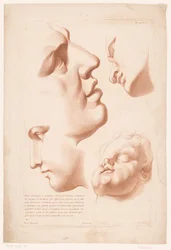 Teste di uomo, donna e bambino (Principi del disegno dal vero, parte seconda)