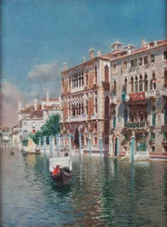 Una gondola davanti al Palazzo Cavalli-Franchetti e Palazzi Barboro, Venezia