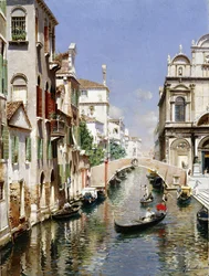 Un canale veneziano con la Scuola Grande di San Marco e Campo San Giovanni e Paolo, Venezia
