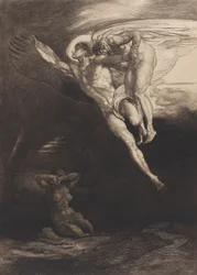 Lucifero porta Caino nello spazio finito, da Otto incisioni su Caino di Byron, 1919-1920