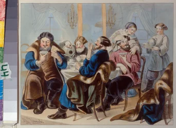 Tè e zucchero. Bere il tè in una taverna