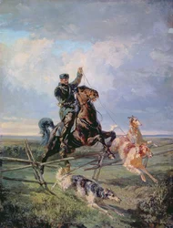 Cacciatore con i Borzoi, 1872
