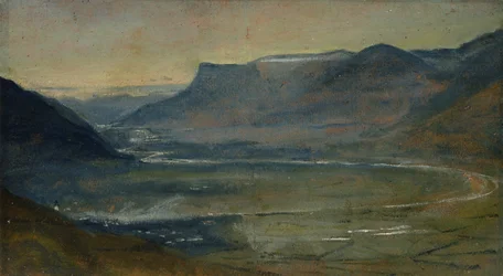 Veduta di Etschtal sulla Mendola (olio su carta su cartone)