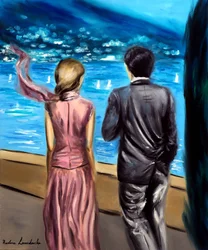 Passeggiata sul lago di Como, 2025 (olio su tela)