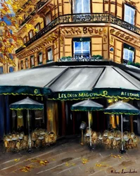 Autunno a Les Deux Magots Parigi, 2023 (olio su tela)