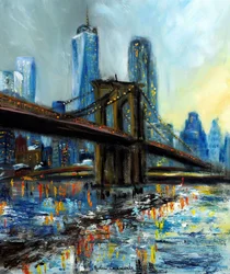 Ponte di Brooklyn vista Manhattan, 2022 (olio su tela)