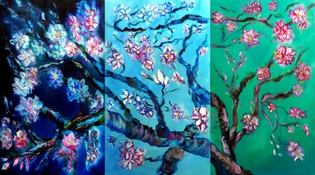 Trittico di fiori eterni, 2024 (olio su tela)