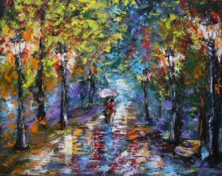Passeggiata serale, 2016 (olio su tela)