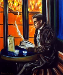 Gentiluomo in un caffè di Parigi, 2025 (olio su tela)