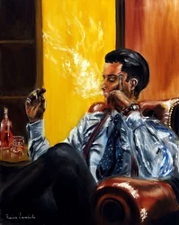 Gentiluomo con sigaro, 2023 (olio su tela)