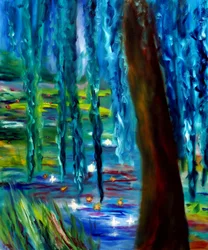 Monet Giardino giapponese di Giverny Pannello destro, 2024 (olio su tela)