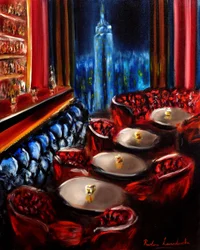 Lounge Bar di New York - Interno, 2024 (olio su tela)