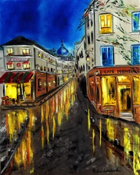Notte a Montmartre Parigi, 2023 (olio su tela)