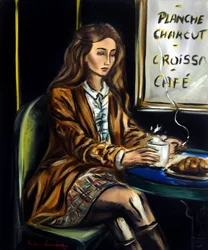Donna in un caffè parigino III, 2025 (olio su tela)