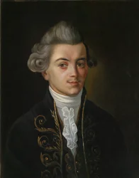 Ritratto del favolista Ivan Khemnitser, 1745-1784, pittura russa del XIX secolo