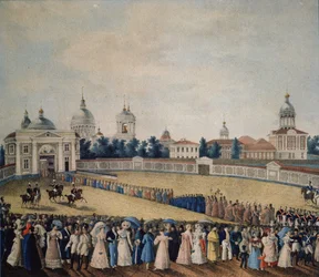 Visita dello zar Alessandro I nel monastero di Alexander Nevsky, 1821