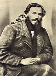 Autoritratto di Lev Tolstoj (1828-1910) a Iasnaia Poliana (Russia). Fotografia