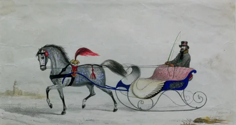 Slitta trainata da cavalli (dettaglio digitale)