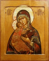 Madre di Dio di Vladimir, icona della Russia nordoccidentale, fine del XVII secolo