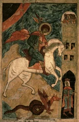 San Giorgio e il Drago, icona russa da Vologda, XV secolo