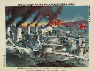 Cacciatorpediniere russi attaccati da cacciatorpediniere giapponesi a Port Arthur