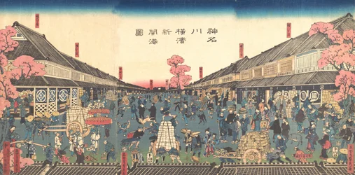 Il porto appena aperto di Yokohama nella prefettura di Kanagawa, 1860