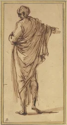 Figura in piedi di schiena