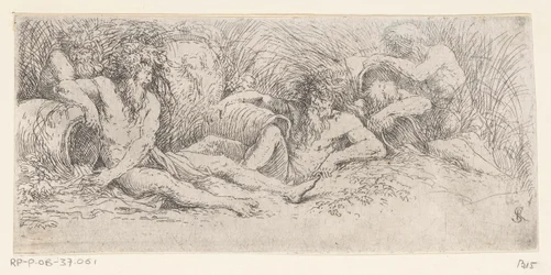 Cinque dei del fiume con urne