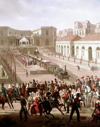 Inaugurazione della linea ferroviaria tra Napoli e Portici nel 1839 (dettaglio)