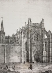 Monastero di Batalha, Portogallo, litografia di Salvatore Puglia da Poliorama Pittoresco, n. 33, 22 marzo