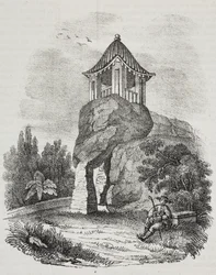 Grotta di Camoens, Macao, Cina, litografia di Salvatore Puglia da Poliorama Pittoresco, n.15, 19 novembre