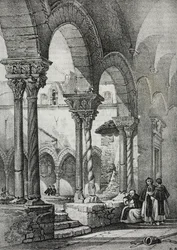 Chiostro della Chiesa di San Domenico, Palermo, litografia di Salvatore Puglia da Poliorama Pittoresco, n 11, 23 ottobre