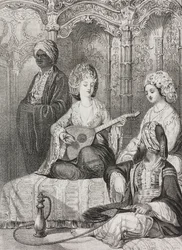Harem in Oriente, litografia di Salvatore Puglia da Poliorama Pittoresco, n. 2, 19 agosto
