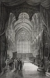 Interno della Cattedrale di Carlisle, Regno Unito, litografia di Salvatore Puglia da Poliorama Pittoresco, n. 25, 25 gennaio