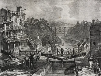 Veduta di Lockport, nello Stato di New York, Stati Uniti d
